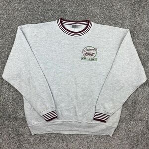 Vintage Shuberg's Bar Grill‎ Sweatshirt Adult XL Striped Cuff Two Tone Crewneck